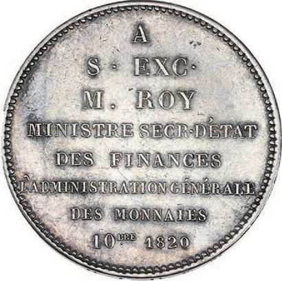 null 1820 (10 octobre)
Module de 5 francs. M. Roy, ministre des Finances, visite...