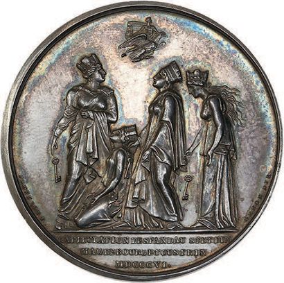 null 1806
Capitulation of four Prussian fortresses.
Silver. 41 mm (Jeuffroy).
Br....