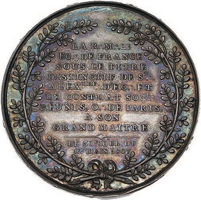null 1807
Cambacérès, Grand maître du Grand Orient de Paris.
Argent. 41 mm.
Br. 629.
Choc...