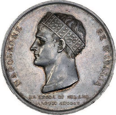 null 1805
Couronnement à Milan. Roi d'Italie.
Argent. 42 mm (Manfredini).
Br. 42...