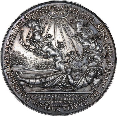  1632 (6 novembre) - Suède Mort de Gustave Adolphe II (5 riksdaler). Argent. 79 mm....
