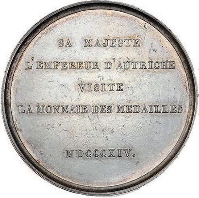 null 1814
L'Empereur d'Autriche visite de la Monnaie des médailles.
Argent. 41 mm...