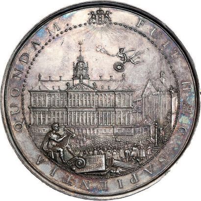  1655 - Pays-Bas Bourse d'Amsterdam. Argent. 70 mm. 92,58 g (G. Pool). Tranche inscrite...