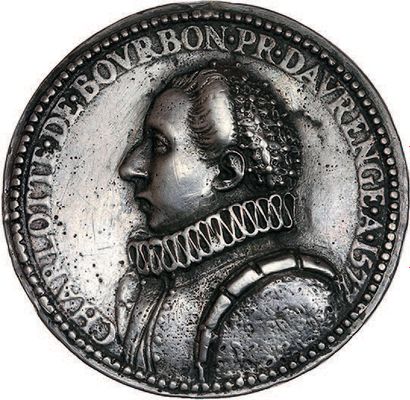  1577 - Pays-Bas Guillaume d'Orange et Charlotte de Bourbon. Fonte-Argent. 44 mm....
