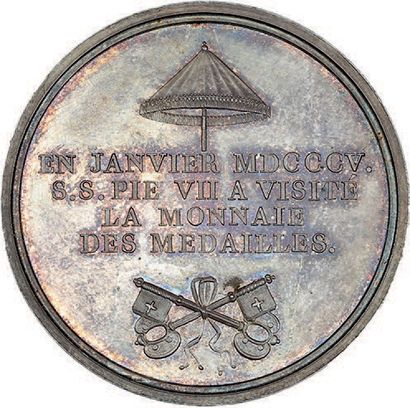 null 1805
Le Pape Pie VII. Visite de la Monnaie des médailles.
Argent. 41 mm.
Br....