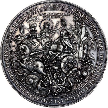  1632 (6 novembre) - Suède Mort de Gustave Adolphe II (5 riksdaler). Argent. 79 mm....