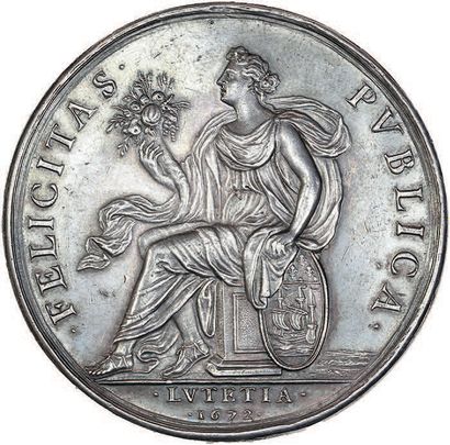 null 1672 - France
Louis XIV. The city of Paris.
Silver. 57 mm. 85,69 g.
M.M. 41...