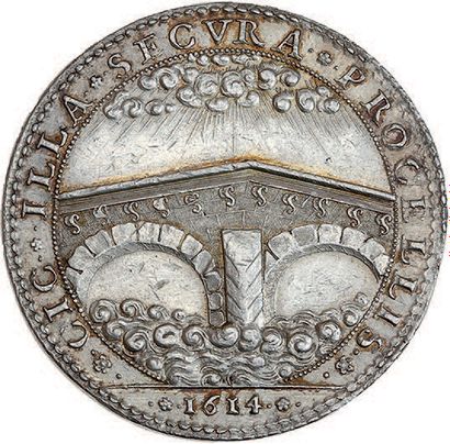  1614 - France Marie de Médicis. Pont Marie. Argent. 43 mm. 43,45 g. T.N.G. vol....