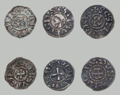 null Thibaut (952-1000) et Guy de Bourgogne (1088-1119) 6 deniers en argent. PA 4821,...