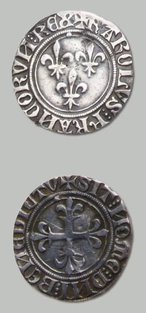 null CHARLES VI (1380-1422) Gros d'argent (C. 518) et 10 Monnaies variées: florette,...