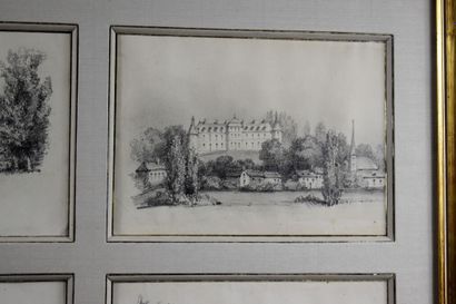 null ECOLE FRANCAISE DU XIXème s. - 

Chateau des Perrays 

Quatre dessins au graphite...