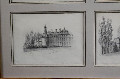 null ECOLE FRANCAISE DU XIXème s. - 

Chateau des Perrays 

Quatre dessins au graphite...