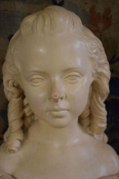 null Joseph MEZZARA (1820 - 1901) -

Buste de jeune fille en robe à smocks en plâtre....