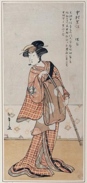 Katsukawa Shunshô (1726-1792) Hosoban tate-e, l'acteur Nakamura Shoko du théâtre...