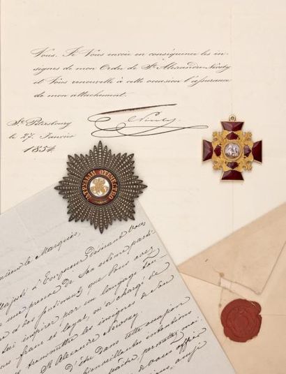 Russie Ensemble de chevalier de l'ordre de Saint-Alexandre Nevski: croix, plaque,...