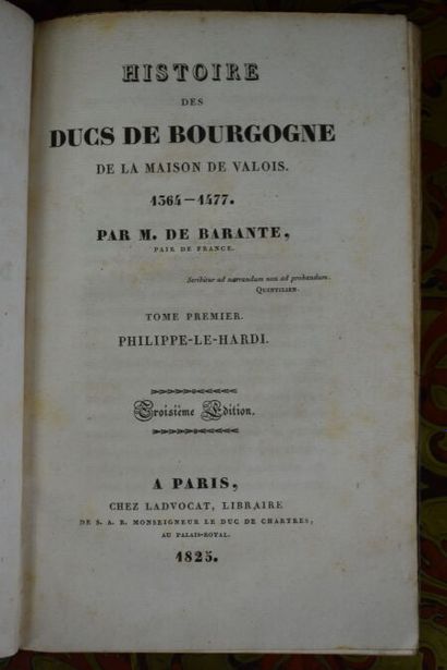 null BARANTE (M. de). Histoire des ducs de Bourgogne de la maison de Valois. 1364-1477....