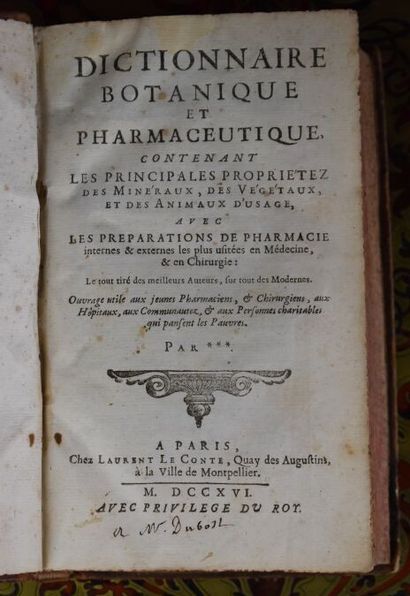 null ALEXANDRE. Dictionnaire botanique et pharmaceutique contenant les principales...