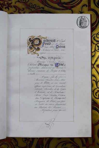 null CONTRAT de mariage du marquis de Broc et de mademoiselle de Romilly. 30 mai...