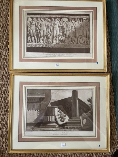 null Suite of four engravings "Fragments antiques d'architecture", sepia proof by...