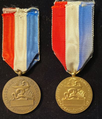 null Médaille des Épidémies, 1884, Colonies, lot de deux médailles : ministère des...