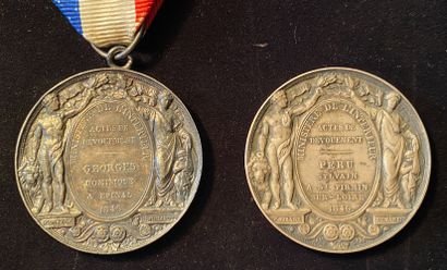 null Ministère de l'Intérieur, Monarchie de Juillet, lot de deux médailles d'honneur...