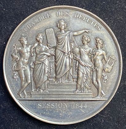 null Chambre des Députés, session de 1844, médaille d'identité par Petit, en argent,...