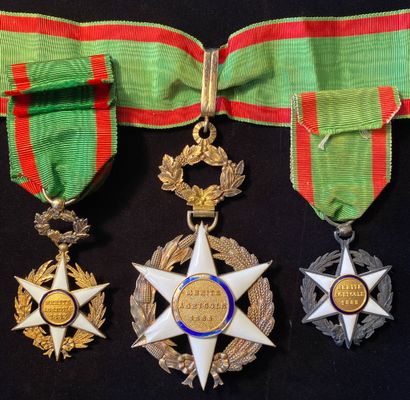 null Ordre du Mérite agricole, fondé en 1883, lot de trois : un bijou de commandeur...