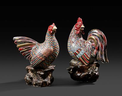null JAPON - Époque Edo (1603-1868), Début du XVIIIe siècle

Couple de coq et poule...