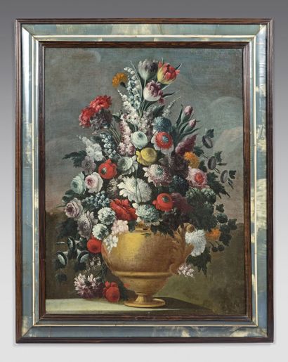 null École italienne du XVIIIe siècle

Vases de fleurs

Deux huiles sur toile.

(Rentoilées).

100...