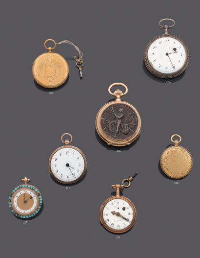 Pocket watch of form savonnette with key...