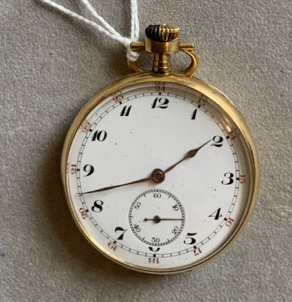 null Pocket watch with winding up to the pendant in plain yellow gold 750 thousandths...