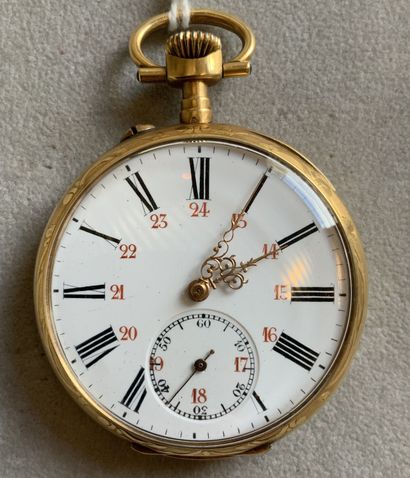 Pocket watch in yellow gold 750 thousandths...