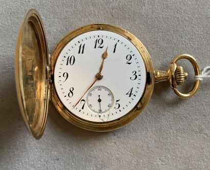 Pocket watch of form savonnette in yellow...