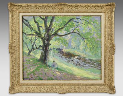 null Paul MADELINE (1863-1920)
Crozant, le gros noyer, 1916
Huile sur toile signée...