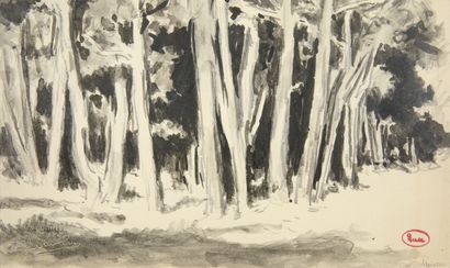 null Maximilien LUCE (1858 - 1941)
Moisson, sous-bois
Dessin à l'encre et au lavis,...