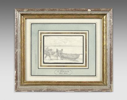 null Eugène BOUDIN (1824-1898)
Pêcheurs ramenant les barques sur la plage
Dessin...