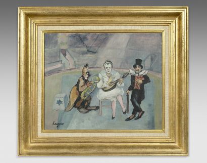 null Celso LAGAR (1891-1966)
At the circus, the clown musicians
Oil on canvas, signed...