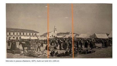 null Gugliemo CIARDI (1842 - 1917) 
Badoere, jour de marché sur la place, vers 1875
Huile...