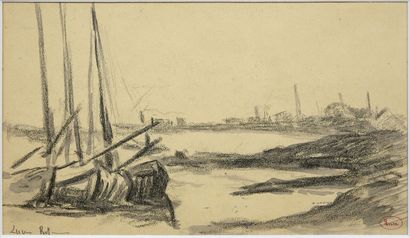 null Maximilien LUCE (1858 - 1941)
Rotterdam, voiliers à marée basse
Dessin au lavis...