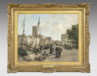 null Léon Augustin LHERMITTE (1844-1925)
La Rochelle, le marché aux poissons
Pastel,...