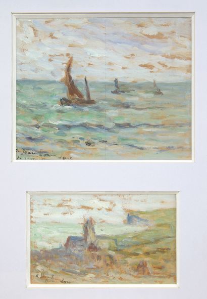 null Maximilien LUCE (1858 - 1941)
- Sailboats in Le Tréport, 1935
Oil on cardboard,...