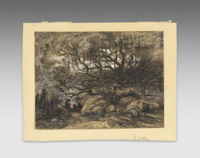 null Théodore ROUSSEAU (1812-1867)
Forêt de Fontainebleau, bûcheron se chauffant
Dessin...