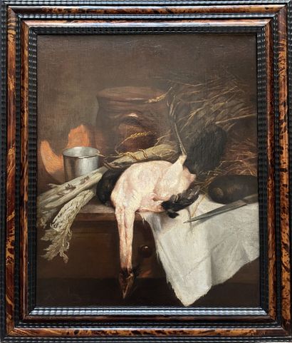null Antoine VOLLON (1833-1900)
Still life with rooster and cardoon
Canvas, signed...