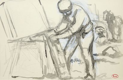 null Maximilien LUCE (1858 - 1941)
Les travaux de Paris, le paveur
Dessin à l'encre...