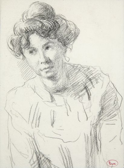 null Maximilien LUCE (1858 - 1941)
Portrait de femme en buste
Trois dessins au crayon...