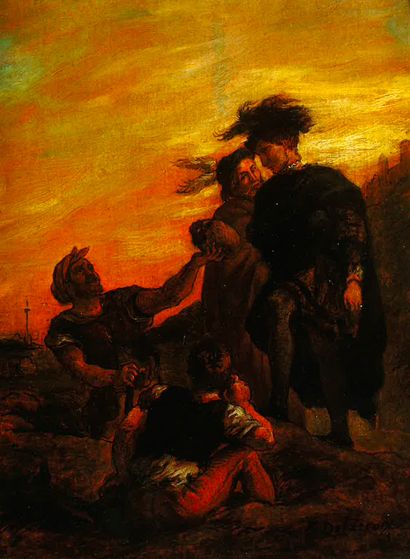 Eugène DELACROIX (Charenton, Saint Maurice 1798 - Paris 1863), Hamlet et Horatio...