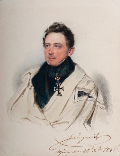 Moritz Michael DAFFINGER (Vienne, 1790-1849) Graf Eugen Wilhelm von Haugwitz Comte...