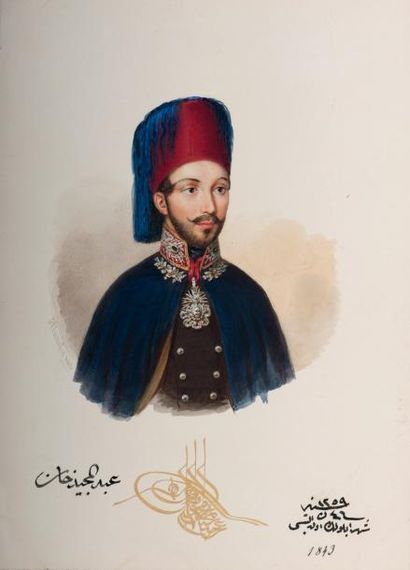 Alois von ANREITER (Bozen, 1803-Vienne, 1882) Sultan Abdulmecid Ier (1823-1861) aquarelle...