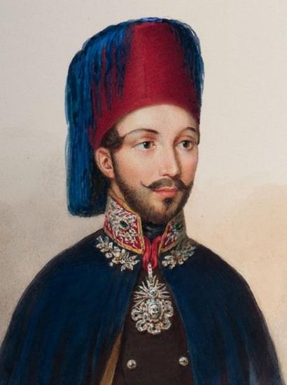 Alois von ANREITER (Bozen, 1803-Vienne, 1882) Sultan Abdulmecid Ier (1823-1861) aquarelle...