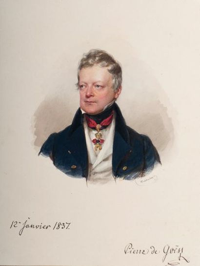 Joseph KRIEHUBER (Vienne, 1800-1876) Graf Peter Goëss Comte Pierre Goëss aquarelle...